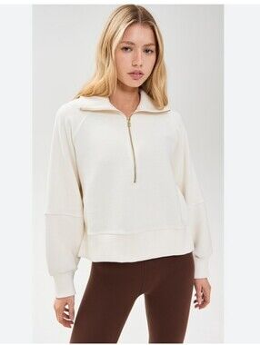 Varley Ramona Half Zip Ribbed Sweatshirt In Ottoman S NWT